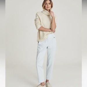 Reiss Women’s Pale Blue Bradie Cotton Tapered Cargo Trousers Pants 4 NWOT!
